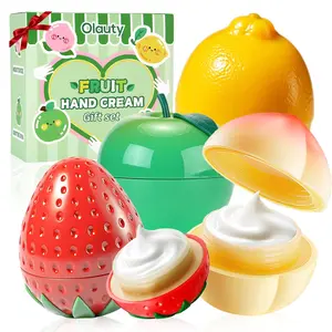 2/4 Pcs fruit-scented hand cream set, dry hand moisturizing lotion, Mini hand care gift set for women (Strawberry, Apple, Lemon, Peach)