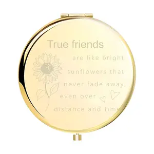 Lucky Sunflower Compact Mirror, Round Compact Mirror Bulk, Double-Sided 1X/2X Magnifying Purse Pocket Makeup Mirrors, Cute Small Pocket Mirror for Gift, Travel Hand Mirror, Travel Essentials, Gifts for family and friends