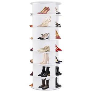 WGCTEK 360° Rotating 7-Tiers Organizer Shoe Rack, Fits 24-28 Pairs of Shoes, Spinning and Revolving Round Shoe Rack, for Entryway Living Room Hallway
