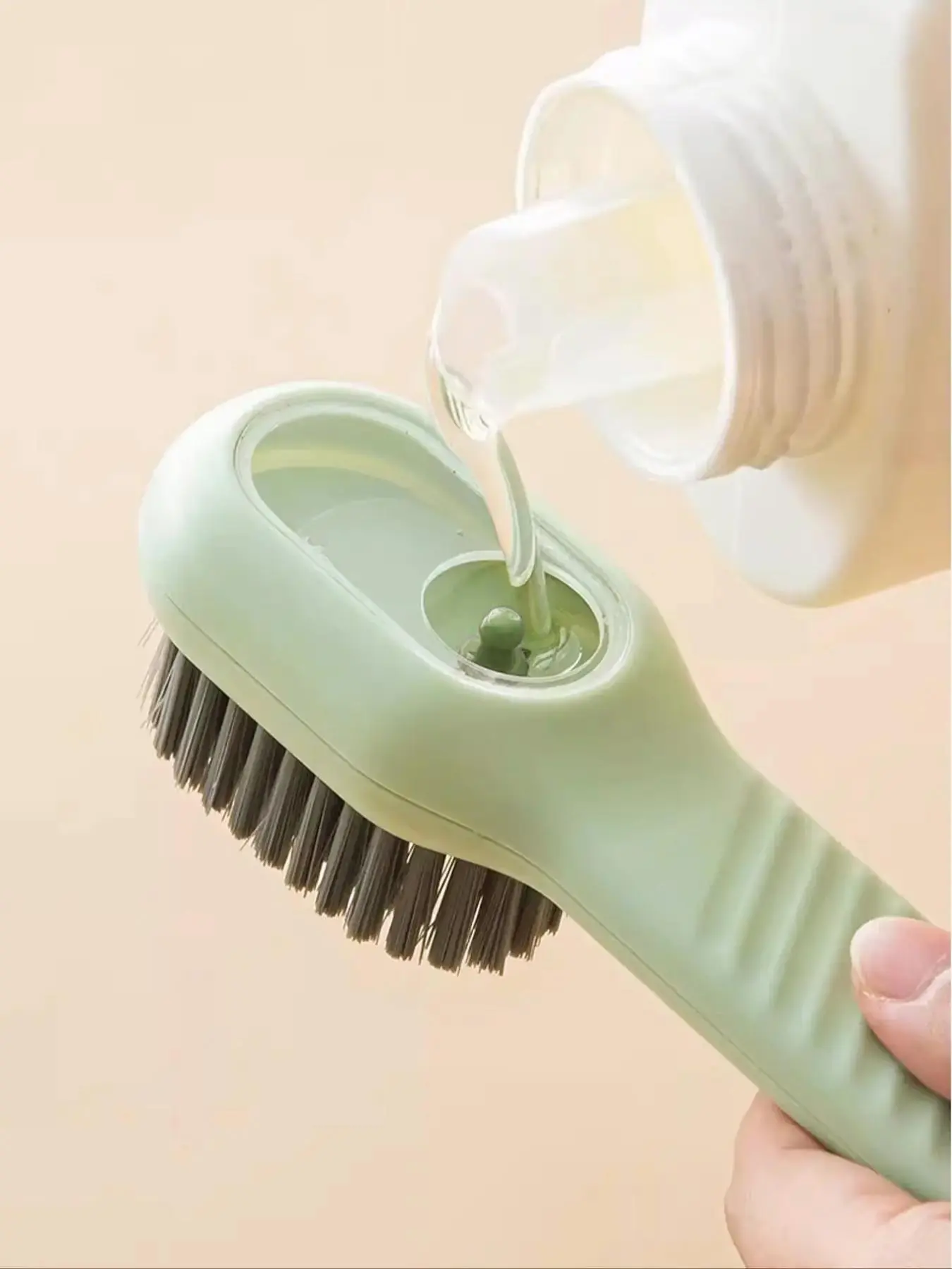 Shoe Brush with Liquid Holder, Press Type Multifunctional Shoe Brush Cleaning Tool for Home Use, Convenient Household Shoe Washing Tool, Shoe Cleaner