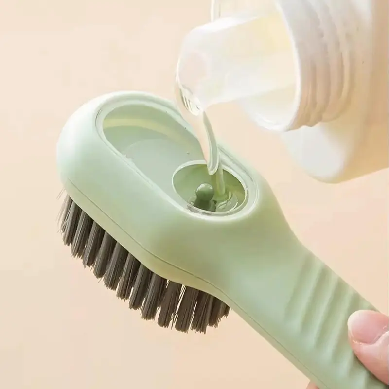 Shoe Brush with Liquid Holder, Press Type Multifunctional Shoe Brush Cleaning Tool for Home Use, Convenient Household Shoe Washing Tool, Shoe Care Products
