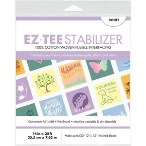 EZ TEE  Woven Iron- Fusible T-Shirt Quilt Interfacing Stabilizer 14 in x 25 ft, White