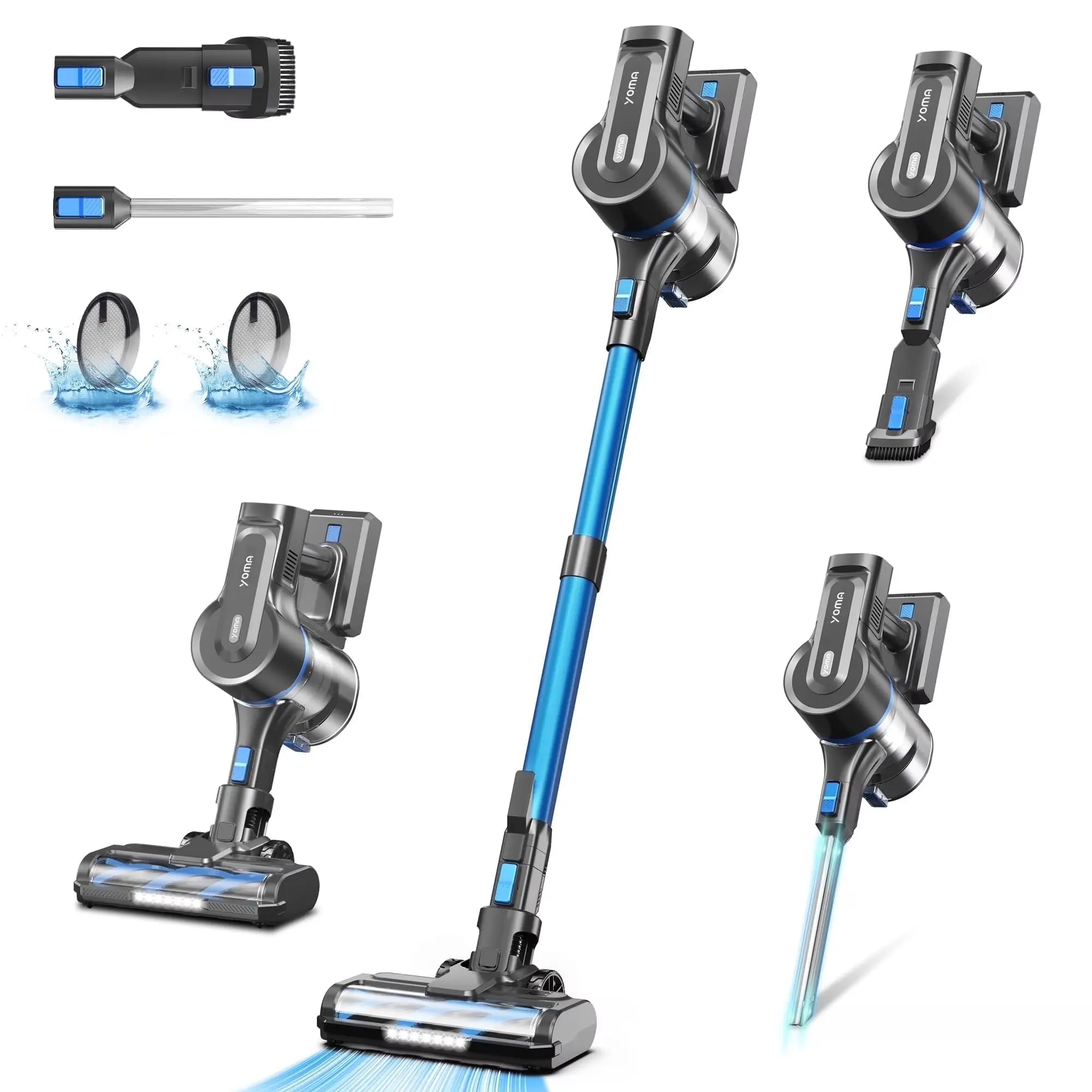 YOMATECH Cordless Vacuum Cleaner, 45Kpa/450W Powerful Stick Vacuum, 6 in 1 Lightweight Vacuum Cleaners for Home Hardfloor Carpet Pet Hair