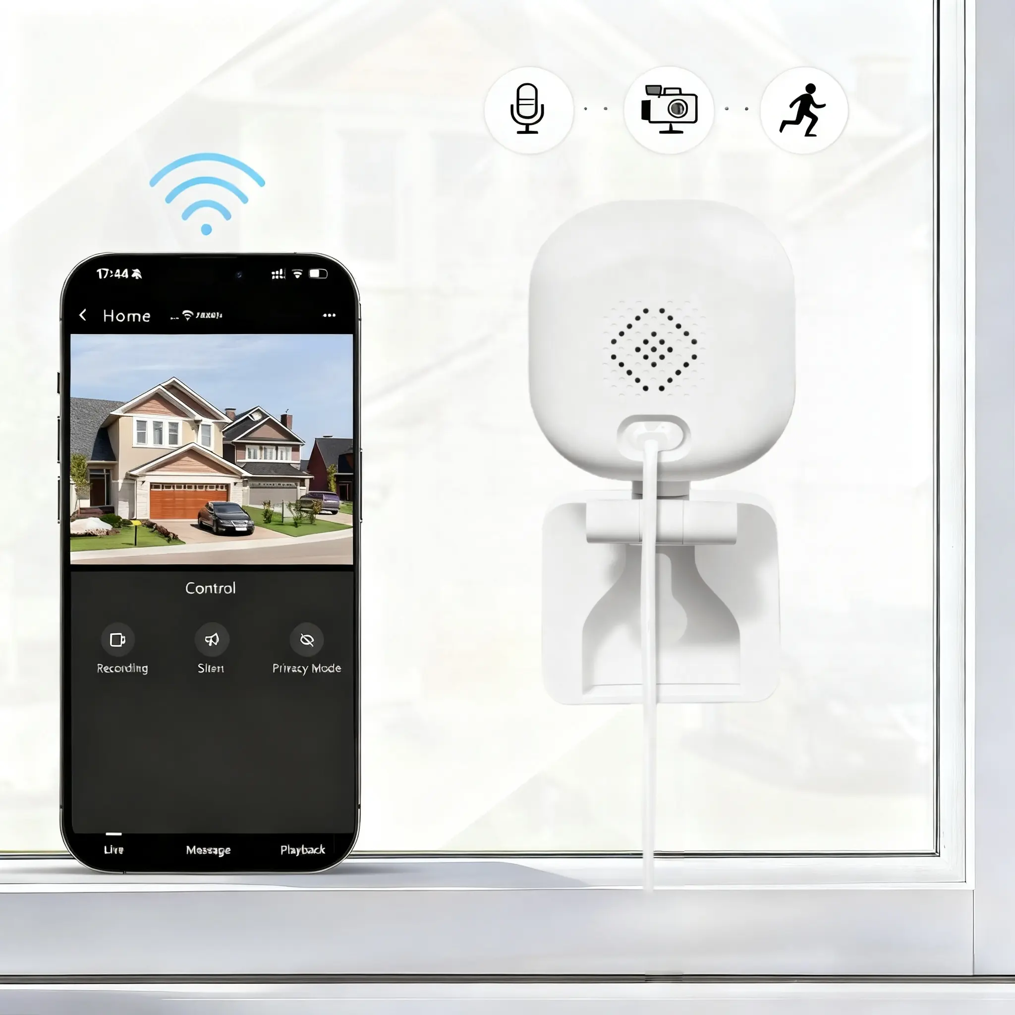 Window Camera, 2.4GHz WiFi Indoor Camera for Home Security, WiFi Monitoring Camera, AI Color Night Vision, Person & Motion Detection, Real-Time Alerts, 2-Way Audio, 24/7 Recording, Easy Stick-on Install, WiFi Surveillance Camera, Home Cameras Indoor