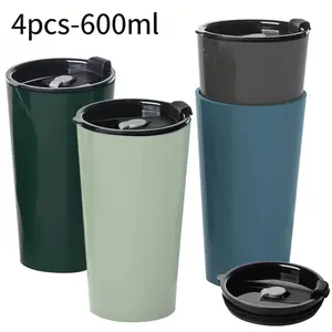 4pcs 20oz Reusable Travel Coffee Mug Set with Lids,Mother's Day Gift, Unbreakable Food-Grade PP BPA-Free Cups, Microwave & Dishwasher Safe,water bottle,Lightweight Portable Mug for Home, Office, Hiking & Commuting,hand mug lady gift husband