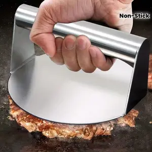 Stainless Steel Burger Press Meat Tenderizer, Non-Stick Hamburger Patty Maker, Perfect Beef Burgers, Human-Engineered Handle, Flat Surface