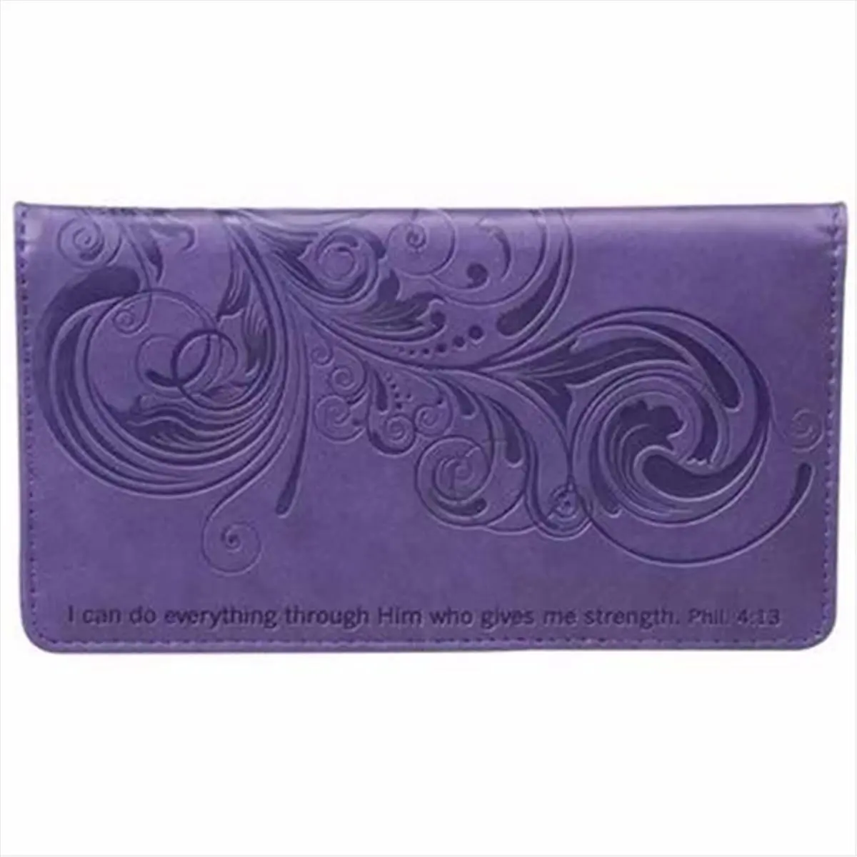 212 MAIN Purple Checkbook Cover with "I Can Do Everything" Christian Gift Design, Desk Organizers with Adjustable Dividers, ID Window Slot, Credit Slots, Multifunctional Office Stationery Work Accessory, Checkbook Design