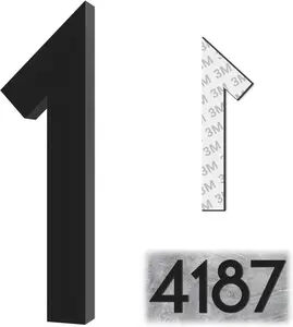 4 Inch Hou Numbers, lf-adhesive Mailbox Numbers Modern Hou Numbers for Outside Address Numbers for Hou Office Hotel Room Farmhou Easy to Install Strong adhesive backing (1, Black)