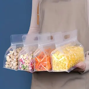 Clear Portable Food Storage Bag with Handle, 10pcs Reusable Food Storage Bag, Food Storage Containers, Food Grade Plastic, Party Favor Treat Bag, Kitchen Organizer, Kitchen Accessories & Utensils, 2024 Fall for Gift, Modern Kitchen Gadgets
