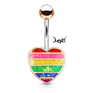 Rose Gold Love Rainbow Belly Ring