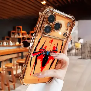 Red Drip Spider-Man Print Case for iPhone 16e 15 17 Air 16 14 13 12 11 Pro Max Plus X XS Four-corner Thickened Shockproof Full Camera Protection Durable slim Silicone Cover