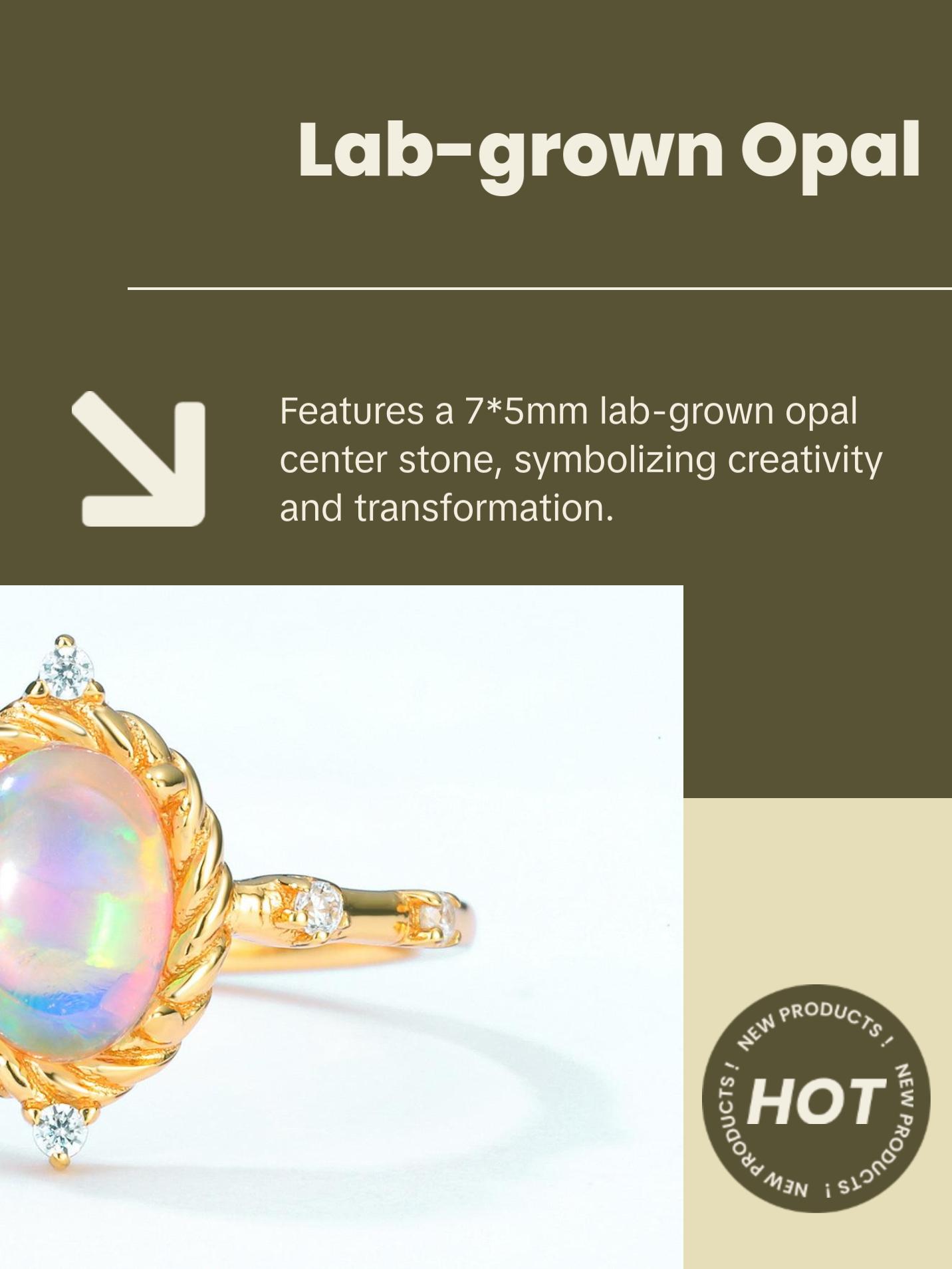 Opal Oval Cut Vintage Style Adjustable Ring