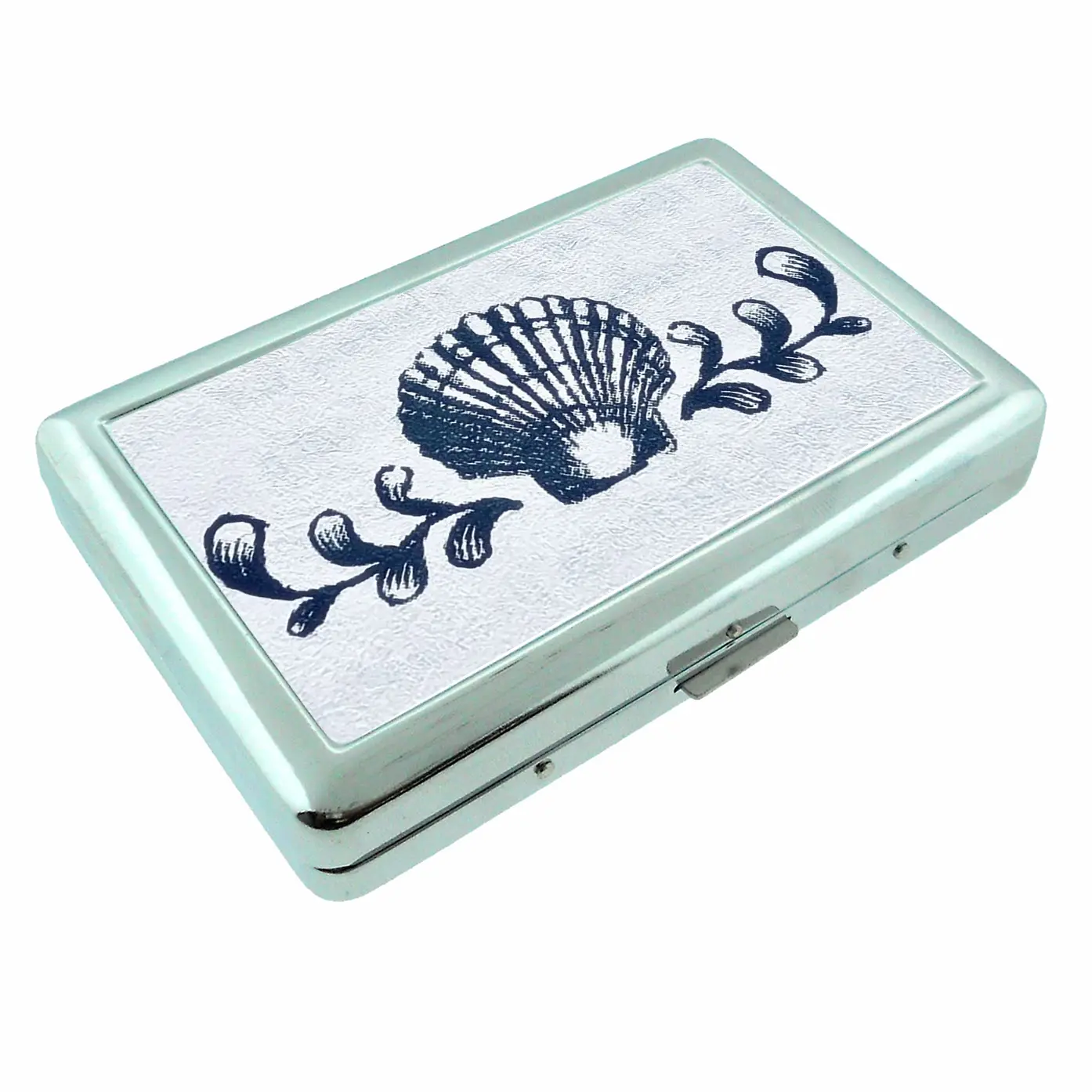 Coastal Mermaid Ocean Seashell Design Metal Case Wallet