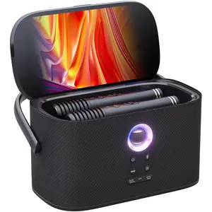 Ikarao Shell S2 Portable Karaoke Machine for Adults – Built-in Screen and Lyrics Display, 2 Self-Charging Wireless Microphones, Karaoke App, 140W Speaker, TV Connectivity for Home, Party, Birthday, Outdoor, or Camping