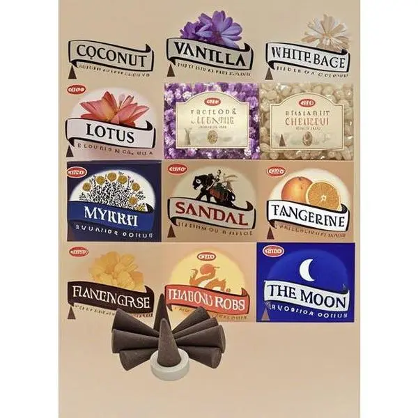 Handcrafted Aromatherapy Incense Cones - 12 Assorted Scents 120-Pack (The Moon, Dragons Blood, Coconut, Lavender, Sandal) - 35-40 Minutes Long-Lasting - Ideal for Relaxation, Home Fragrance Freshener, Meditation