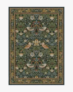 Strawberry Thief Indigo Flatwoven Rug by Morris & Co.