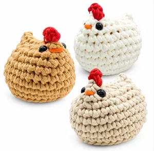 TIKA Beginner Crochet Kit 3-Pack Chickens with Step-by-Step Video Tutorials, DIY Amigurumi Animal Crochet Set for Adults