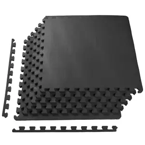 Puzzle Exercise Mat with Foam Interlocking Tiles for MMA, Exercise, Gymnastics and Home Gym Protective Flooring, 1/2" Thick, 24 Square Feet, Black