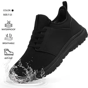 Non Slip Work Shoes For Women And Man Water Resistant Walking Comfortable And Durable Sneakers Food Service Chef Kitchen Shoes Footwear  Worker Waterproof Work Boots Workboots Black Rubber