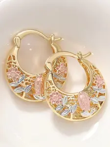 Elegant Rose Floral Earrings, Fashion Jewelry, Cute Hollow Design, Perfect Valentine's Gift, Suitable for Women, Daily Wear, Boho Style