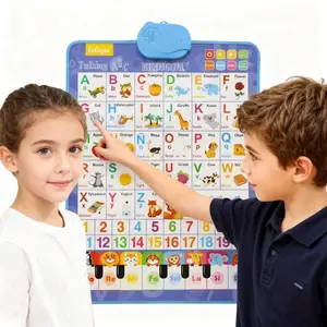 Suitable as an Educational Gift for Children Aged 3 and Above Bilingual English-Spanish Learning Interactive 27-Letter Wall Sticker-Children's Early Education Talking Chart Including Talking ABC, 123s and Music Poster - Educational Kids  Learning Toys