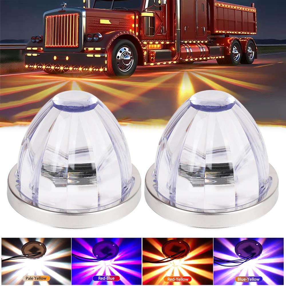 LEB flashing car watermelon light 12-24V Glass Lens Turn Signal Dual Color Strobe Side Marker Light Three modes of adjustment for Lorry Trailer flashing function car equipment 2/4/6PCS