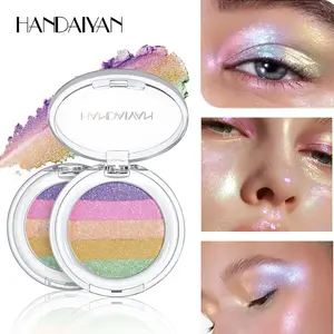 HANDAIYAN Rainbow Highlighter | 5-Color Glitter (Suitable for Face & Eyes). Specially designed to create a multidimensional, dazzling glow, it is the perfect choice for crafting ethereal, dreamy looks filled with whimsical color.