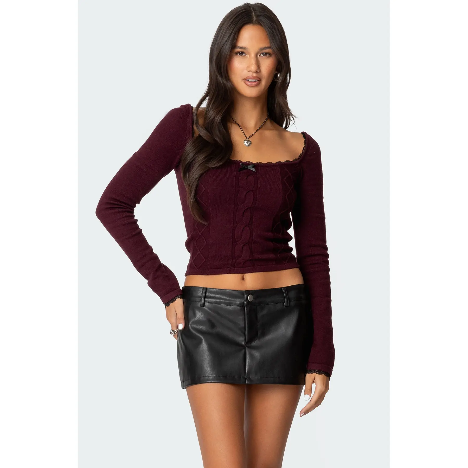 Ansley Lacey Cable Knit Top