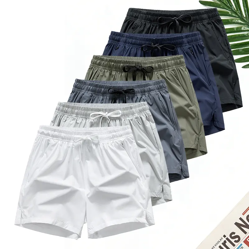 Men’s quick-dry athletic shorts, 1/3-length shorts, lightweight running shorts with an elastic drawstring waist and zippered pockets, breathable workout gym shorts for men, suitable for outdoor and casual wear. Men’s pack for football, badminton, and bask
