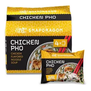 Snapdragon Chicken Pho Instant Noodle Packets 4-Pack | Rich Chicken Flavored Broth with Rice Noodles, Gluten Free, No Artificial Flavors, 4 2.1oz Packets