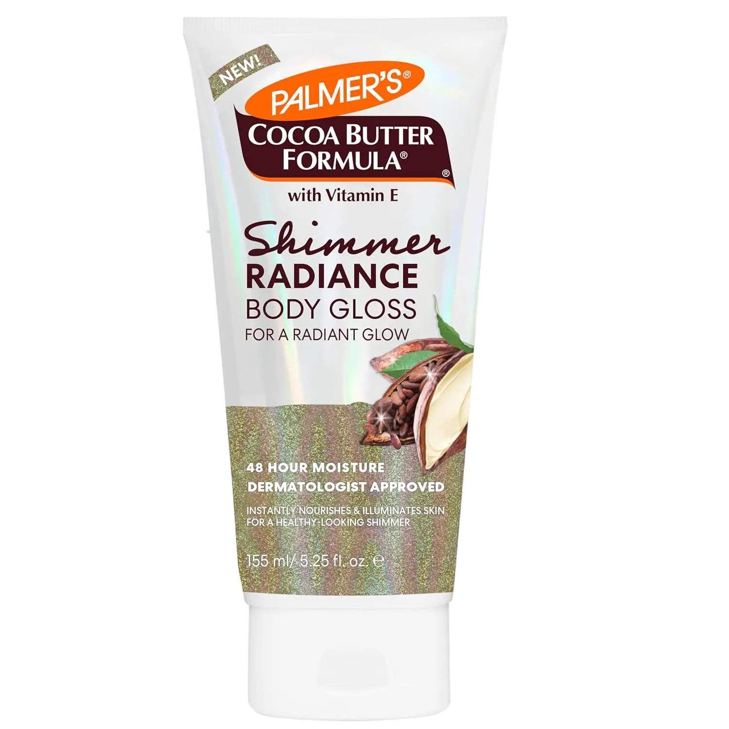 PALMER'S Shimmer Body Lotion with Cocoa Butter & Vitamin E, Hydrating Vegan Body Care Moisturizer for a Radiant Glow, 5.25 Fl Oz, Nourishing, Cellulite, Female, Brightening, Adults, Plant Based, Cruelty Free, Shimmer Pearls, Normal, Aesthetic Glow