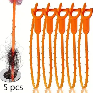 5-Piece Durable Plastic Drain Snake Set, Drain Clog Remover, Shower, Sink, Bathtub Plunger Kit, Easy Home Maintenance Tool for Hair & Dirt Removal