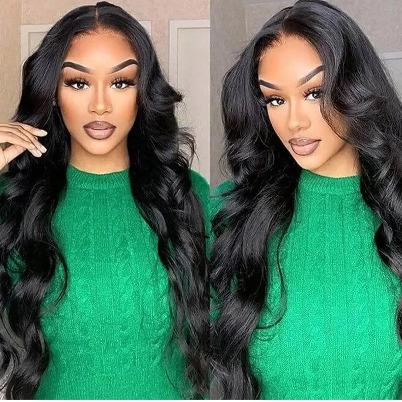 13x4 Body Wave Lace Front Wigs Human Hair Pre Plucked HD Transparent Glueless Lace Frontal Wigs Human Hair with Baby Hair 200% Density Brazilian Body Wave Wigs for Black Women Natural Color