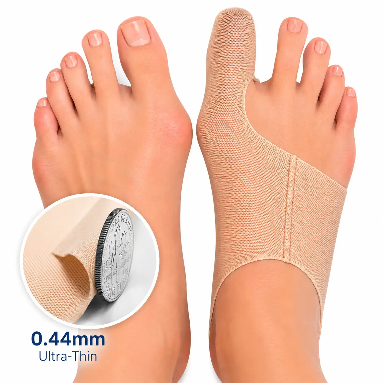 Bunion Bootie – Ultra-Thin Bunion Comfort Sleeve for Shoes – Lightweight Friction Protection & Big Toe Support During Wear – Fits Sneakers, Flats, Work Shoes & Hiking Shoes – 0.44mm Thin