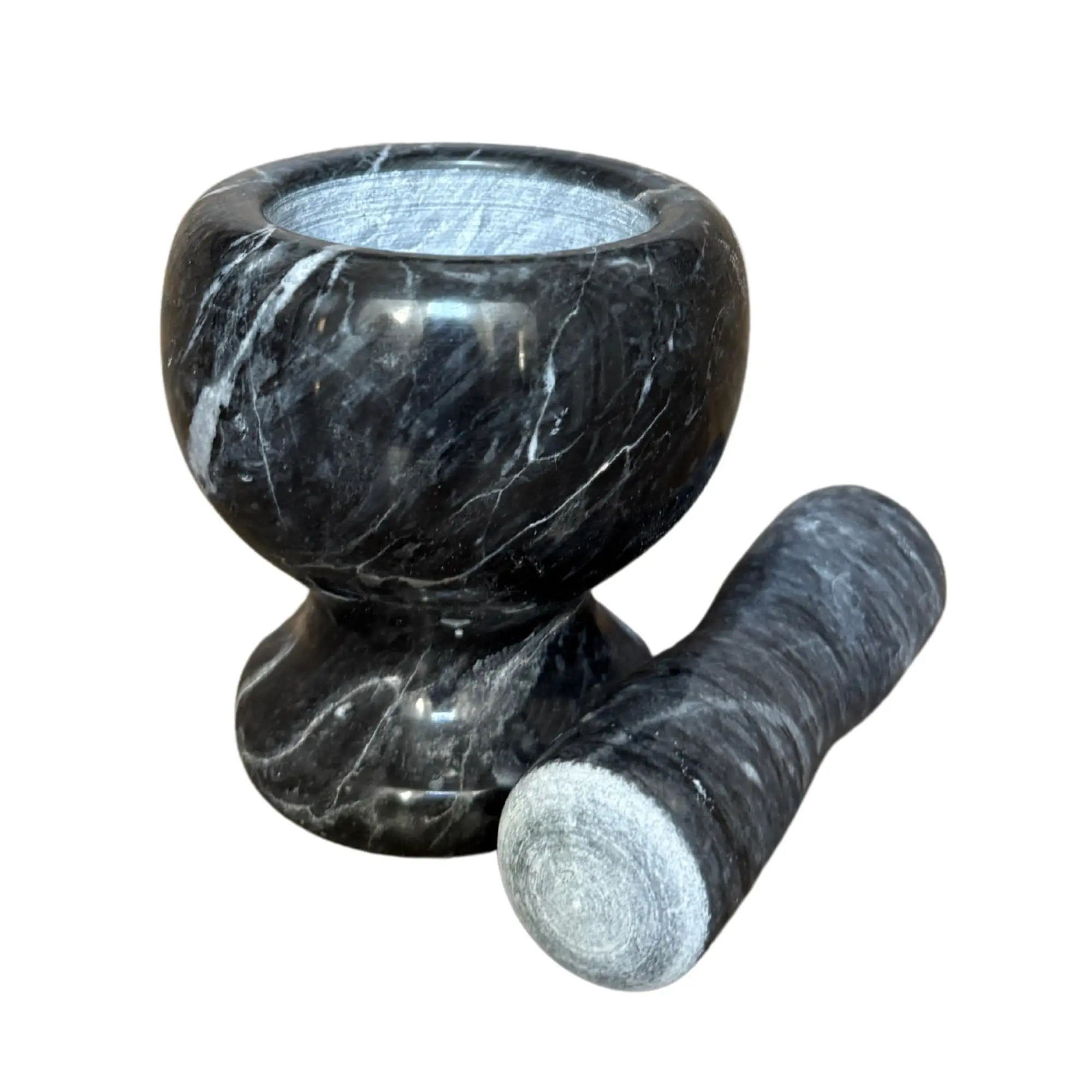 Natural Marble Mortar and Pestle Set, Stone Grinder Bowl for Spices, Herbs, Garlic, Guacamole, Salsa, and Nuts Molcajete Bowl for Kitchen & Cooking