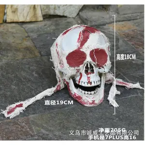 Plastic Simulated Skull Halloween Skull Scary Head with Blood