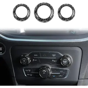 Radio AC Knobs Air Conditioner Switch Button for 2015-2025+ Dodge Challenger Charger, for 2011-2025+Chrysler 300, 2012-2017 RAM,2016-2020 Durango,Interior Accessories Carbon Fiber 3PCS