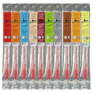 Beef Sticks 4ct - 4 Individually Wrapped - One Ounce - Amish Beef Snack Sticks Jerky Meat Cheese Crunchy Freeze Dried