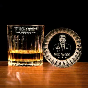 Engraved Trump Take America Back Crystal Whiskey Glass, MAGA 11oz Rock Glass Gifts for Men Drinkware