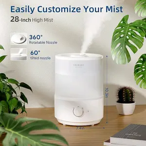 Humidifier for Bedroom, 3L Top Fill Cool Mist Humidifiers for Baby Nursery & Plants, 3-IN-1 Quiet Air Humidifier, Oil Diffuser & Night Light for Large Room Home, Auto Shut-off, BPA-Free, 30H aromatherapy machine