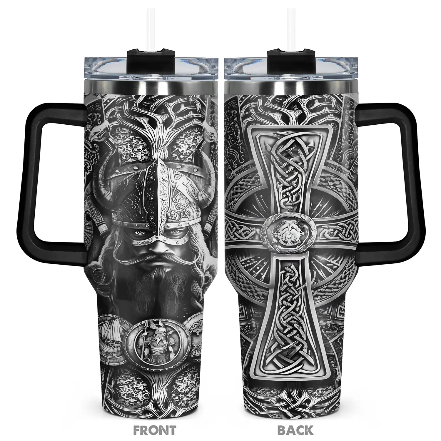 1pc, 40oz Stainless Steel Hydration Tumbler, Viking Valor Funny Print 40oz, Reusable Vacuum Insulated and Durable, Gift for Any Occasion: Birthdays, Holidays, or Special Moments for Family, Friends, or Coworkers, Tumbler Drinkware