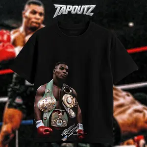 TAPOUTZ Mike Tyson Peekaboo Style Heavy Cotton Boxing Double Sides Unisex T-shirt For Fight Fan Heavyweight Legend Apparel Menswear Womenswear Gift For Fans DTG Breathable Printing Classic Soft