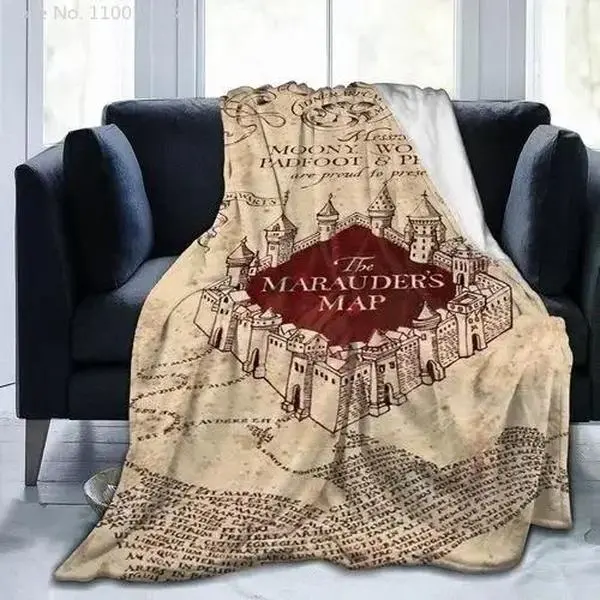 Ai Weier Marauders Map Flannel Throw Blanket - 80x60 in, Extra Soft, Breathable, All Seasons Blanket for Dorm Rest, Office Breaks, Ideal for Anniversaries, Birthdays Gifting, 80 X 60 In, Camping