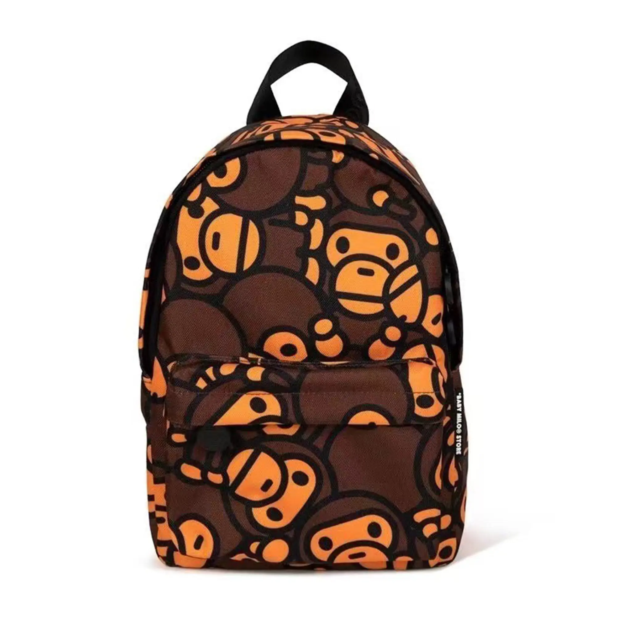 Baby Milo Cartoon Monkey Mushroom All-Over Print Backpack - Trendy Graffiti, Large Capacity School Bookbag with School Supplies for Teens, Laptop-Friendly Casual Travel Daypack