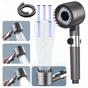 Multifunctional Massage Shower, Handheld High Pressure Shower Head,Massage And Skin Beauty Shower, 3 Settings 4 in 1 Detachable , Easy-to-install Bracket and 5 Filters bathing pet 3-speed outdoorfun Massage Handheld Shower brush filter bead water softener