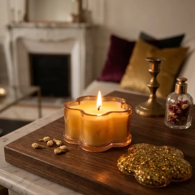 Handcrafted Soy Wax Candle in a Reusable Shaped Resin Container