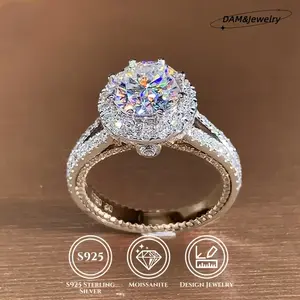 Elegant Luxury 2 Carat 925 Sterling Silver Synthetic Moissanite Ring,Perfect Engagement/Wedding/Anniversary/Birthday Gift For Women, Size Options Available