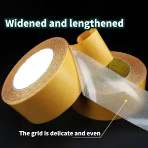 Heavy Duty Grid Cloth Double-Sided Tape Yellow - Removable Waterproof Carpet Adhesive for Hotel/Exhibition Flooring 3rolls 10m Weatherproof & Durable Peel-and-Leave Technology