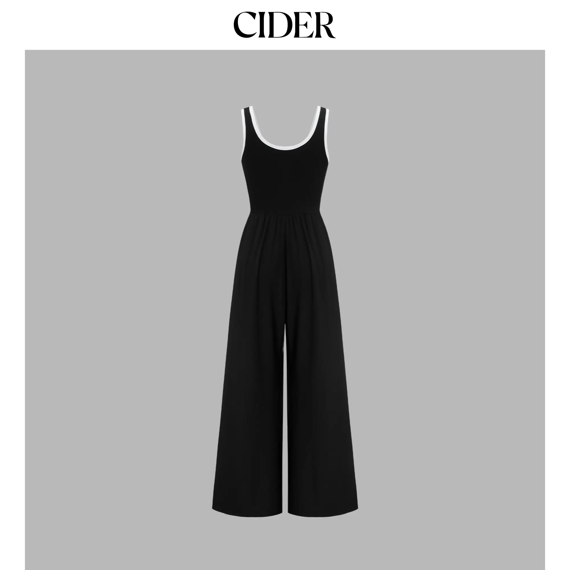 Cider Women's Basic Wide Leg Overalls Jumpsuit, Featuring Contrasting Binding and Pocket, 4 Colors, Size Range 0-26