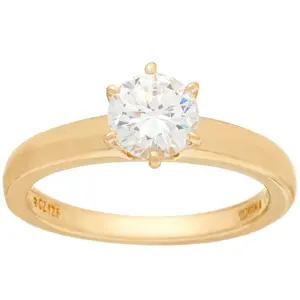 Diamonique 1.00 cttw Solitaire Ring, 14K Yellow Clad Diamonique 1.00 cttw Solitaire Ring, 14K Yellow Clad